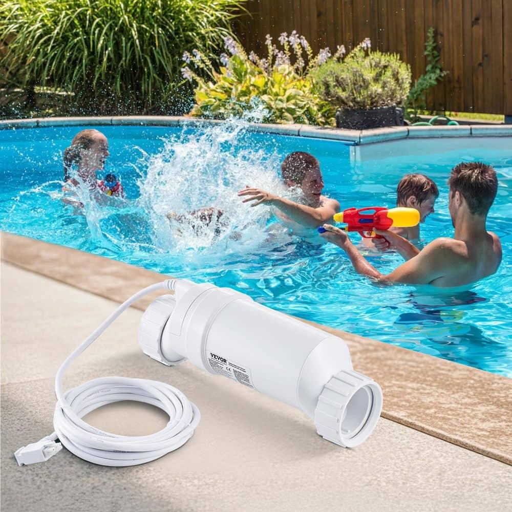VEVOR Salt Water Chlorinator System, Pool Chlorination Cell Fits for Hayward W3T-Cell-15 (T15), Pool Cell Salt Water System for In-Ground Swimming Pools up to 40,000 Gallons, 15 ft Power Line, White