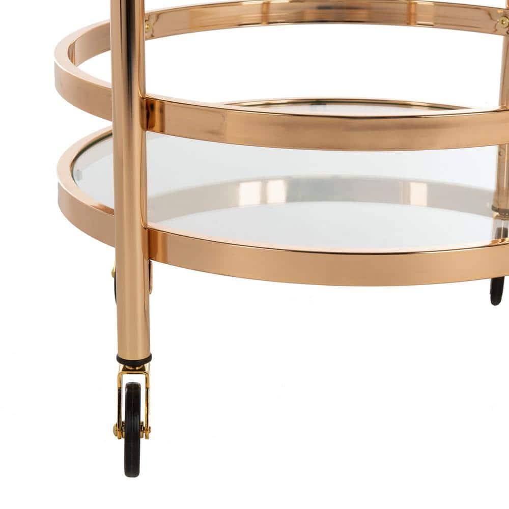 Sienna 2 Tier Round Bar Cart - BCT8001B - Gold/Glass - Safavieh
