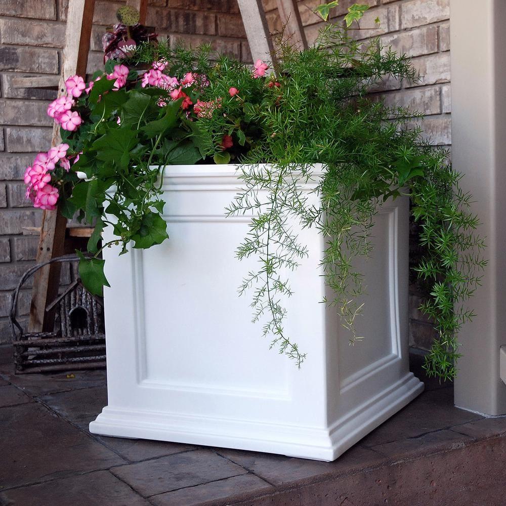 Mayne Fairfield 20" x 20" x 20" Square White Self Watering Plastic Planter