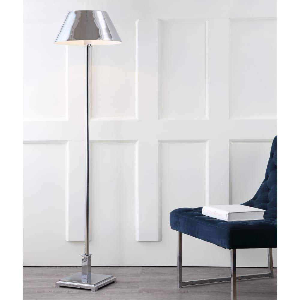JONATHAN Y JYL6005A Roxy 60" Metal LED Floor Lamp, Contemporary, Modern, Transitional for living room, dinning room, bedroom, office Bulb Included, Chrome