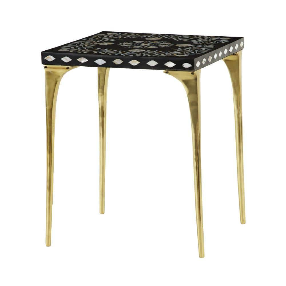 DecMode 20" x 16" Gold Wood Eclectic Accent Table