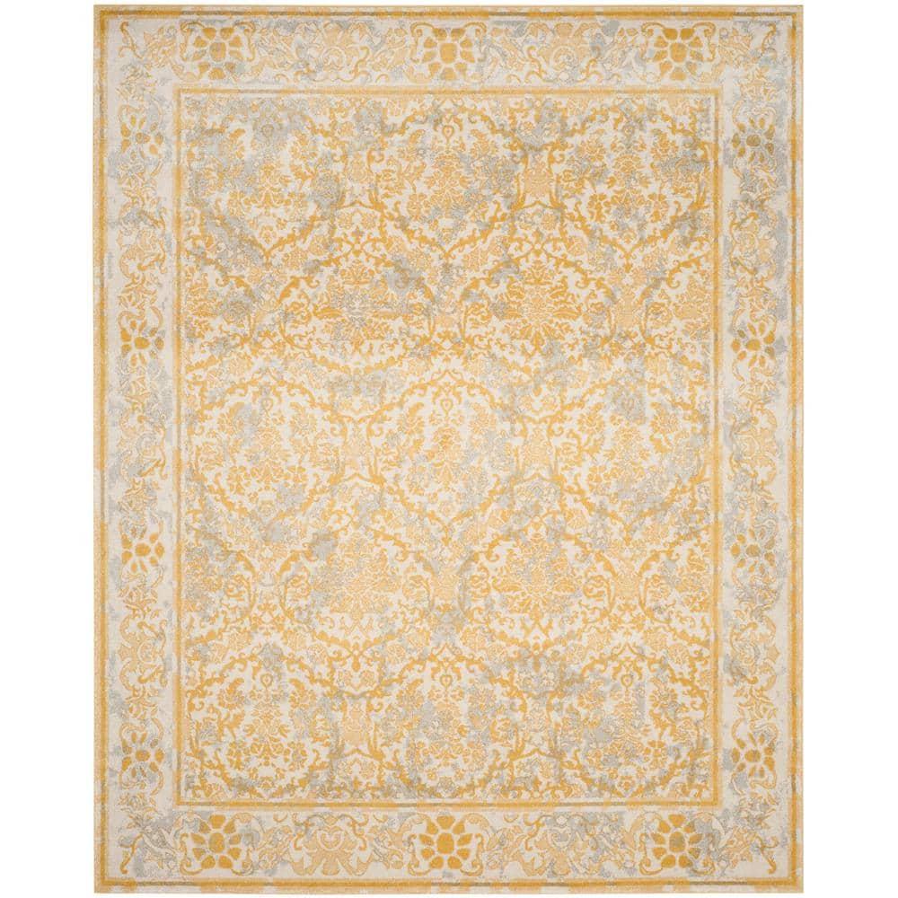 SAFAVIEH Evoke Lorna Traditional Bordered Area Rug, Ivory/Gold, 9' x 12'