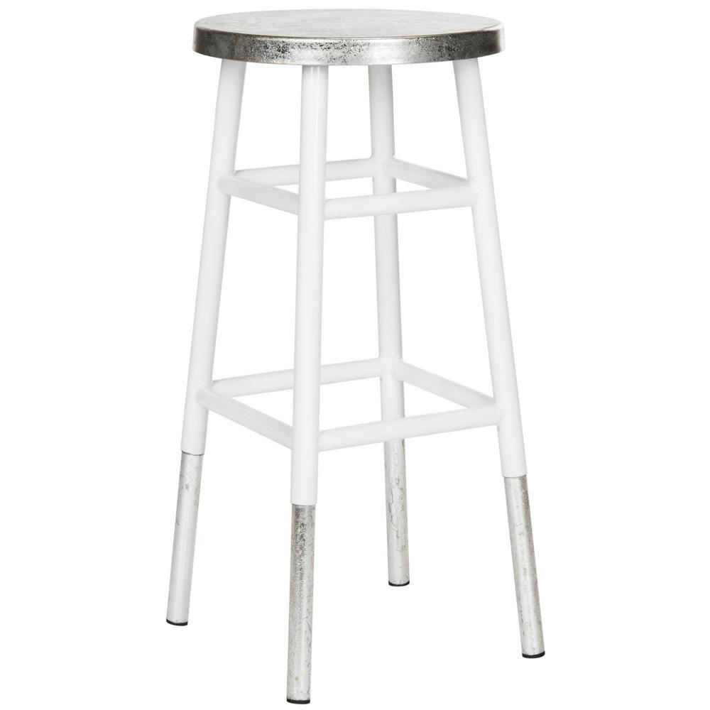 Kenzie 30''H Silver Dipped Bar Stool - FOX3212 - White - Safavieh Couture