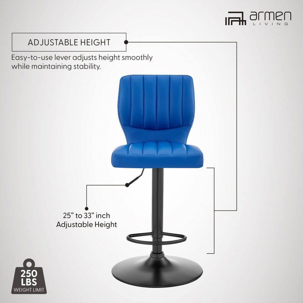 Bardot Adjustable Barstool with Faux Leather and Metal Finish - Armen Living