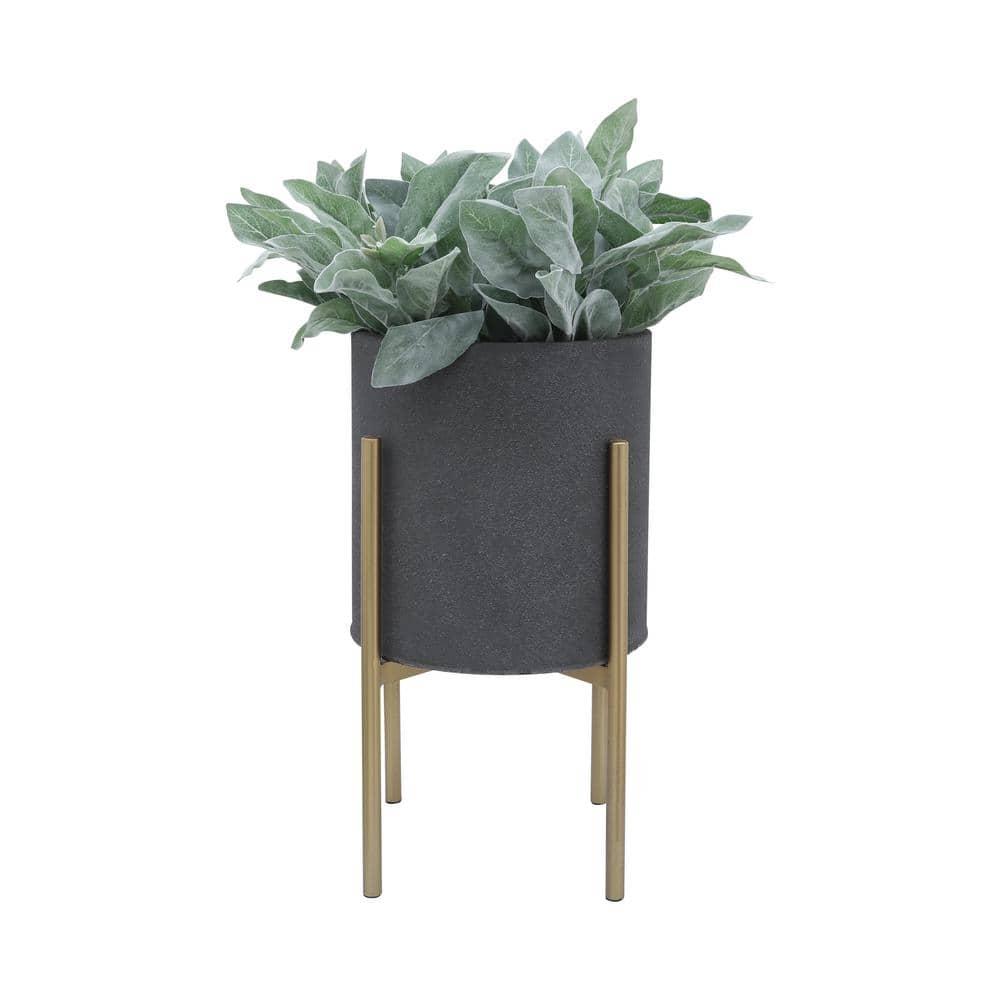 Bella Patterned Raised Planters with Gold Stand - Set of 2