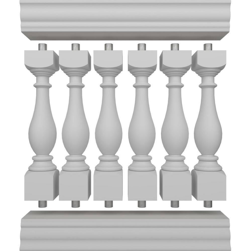 Ekena Millwork 40"H x 3'L Fiberthane Legacy Unassembled Balustrade Railing Kit, Style D (6 1/4" On-Center Spacing to Pass 4" Sphere Code)