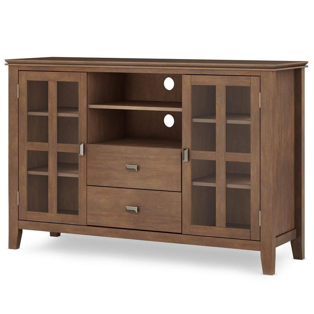 Simpli Home Artisan 53"W Solid Wood Contemporary Tall TV Stand for TVs up to 60" with Adjustable Shelves