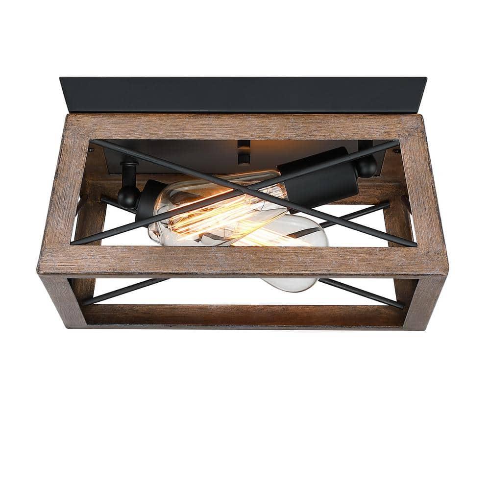 2-Light Finished Cage Classic Modern Dimmable Flush Mount Light