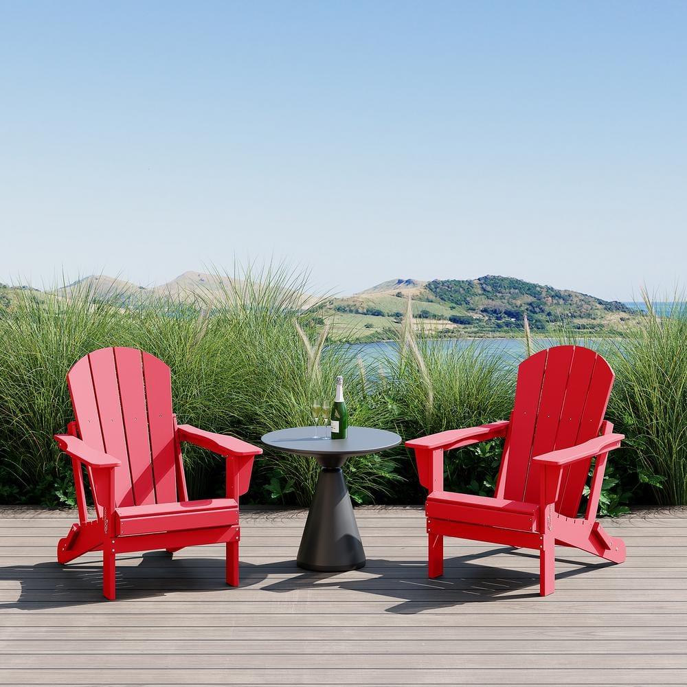 Red Poly Adirondack Outdoor Folding Armchair Set of 2