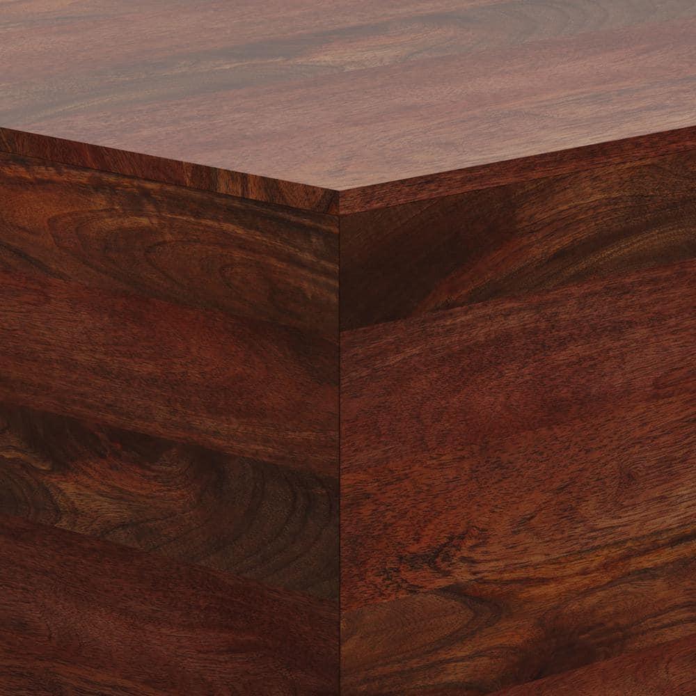 SIMPLIHOME Abba Solid Mango Wood 28 Inch Wide Square Modern Coffee Table in Cognac Brown, Fully Assembled, for The Living Room and Family Room