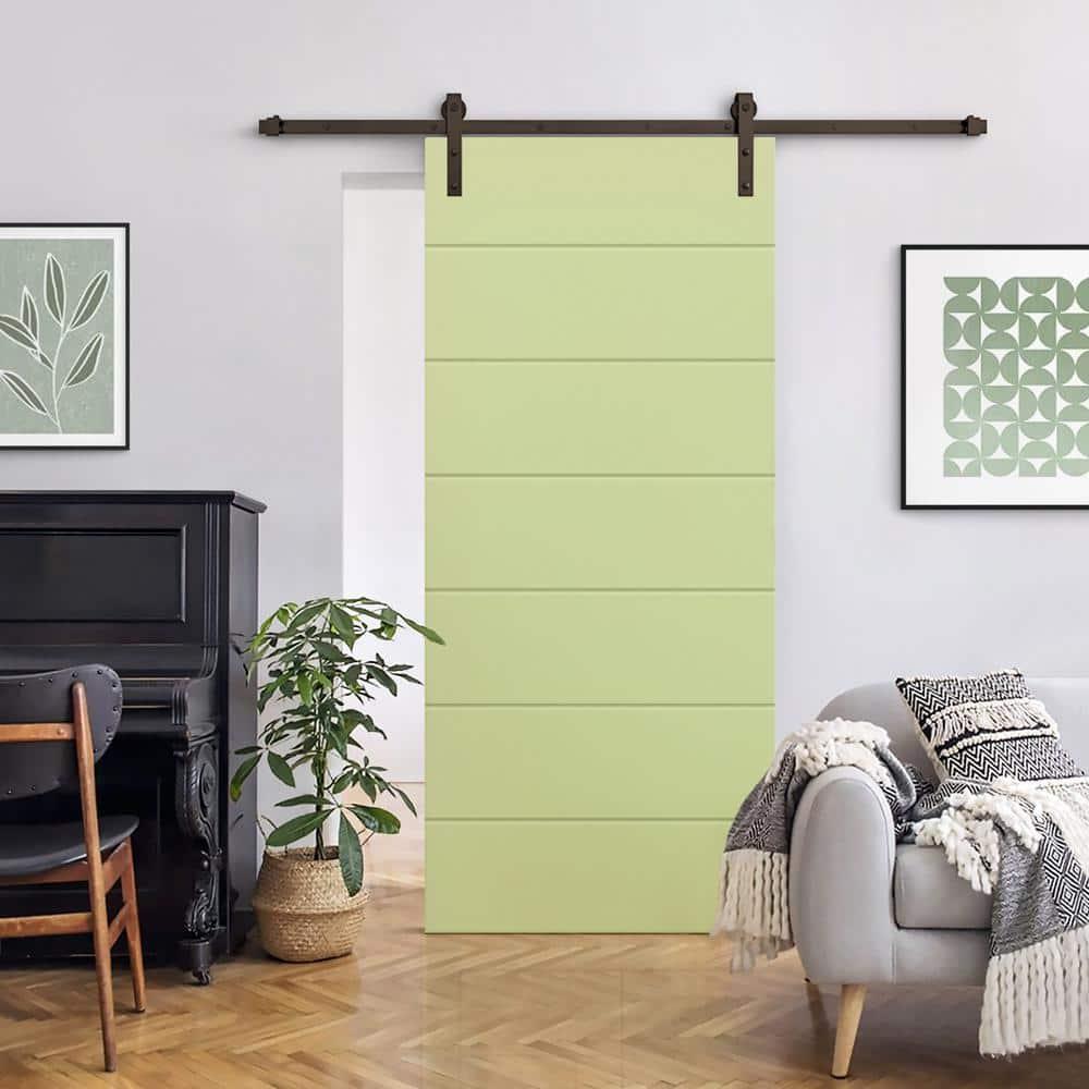 Calhome Hollow Paneled Painted with Installation Hardware Kit Barn Door
