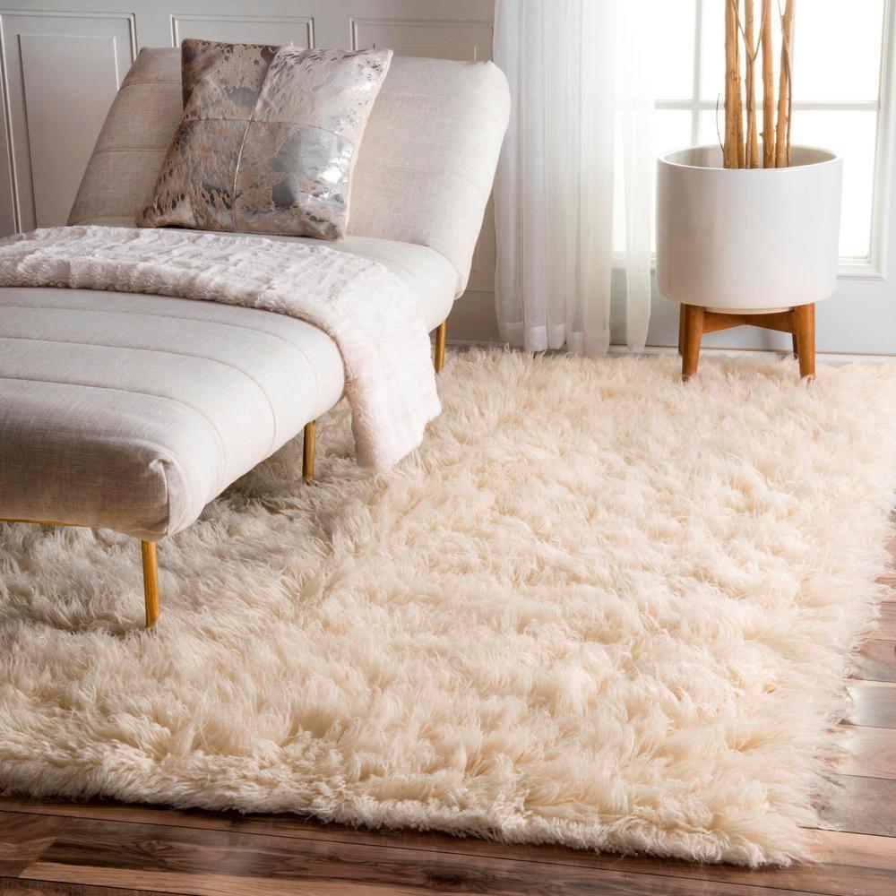 nuLOOM 4'x6' Elena Greek Flokati Shag Area Rug Cream