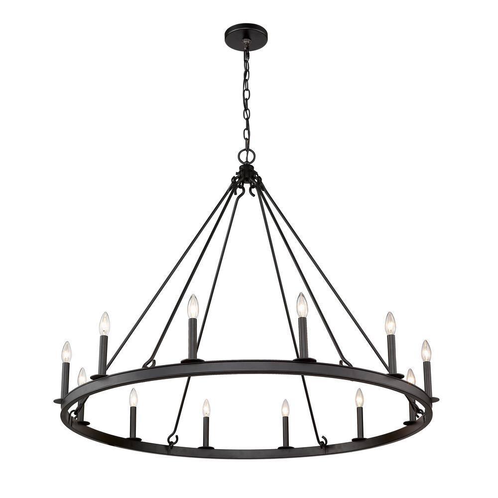 Matte Black 12-Light Candle-Inspired Chandelier