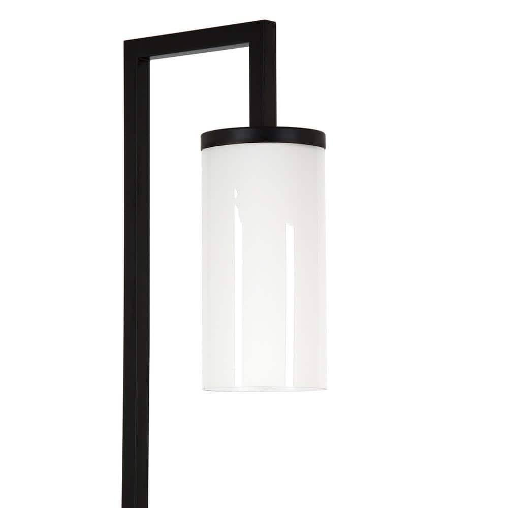 Evelyn&Zoe Malva 67.75" Tall Floor Lamp with Glass shade in Blackened Bronze/White
