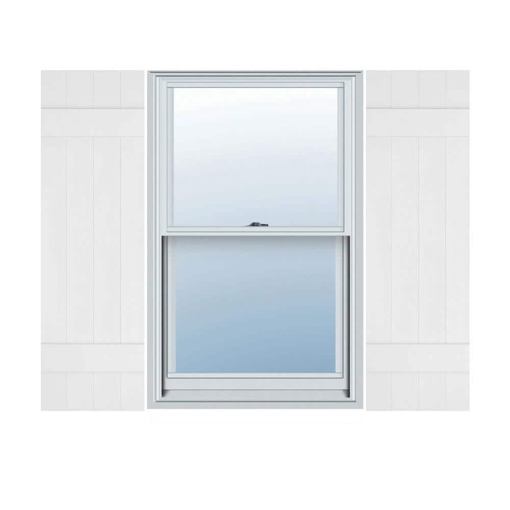 Ekena Millwork 14 in. W x 53 in. H Builders Edge, TailorMade Four Board Joined (2 Batten), Board-n-Batten Shutters, Includes Matching Installation Spikes (Per Pair), 117 - Bright White