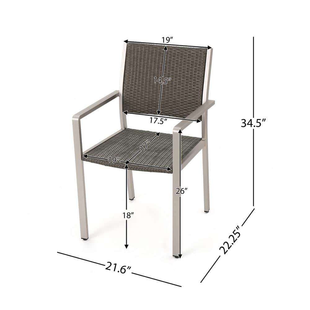 Noble House Cape 6-Seater Aluminum Estate Collection with 7-Piece Set in Gray