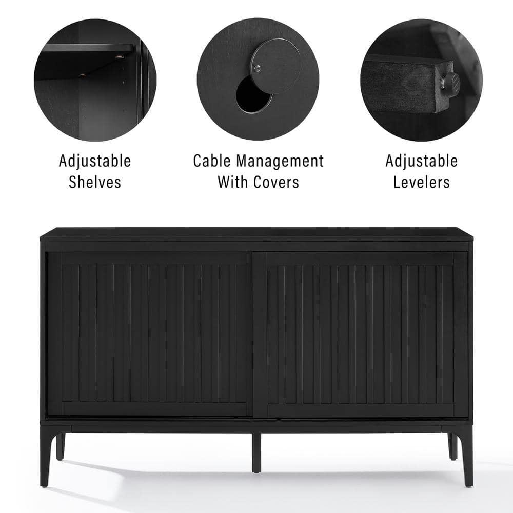 Crosley Furniture Asher Modern Particle Board Wood Sideboard in Matte Black