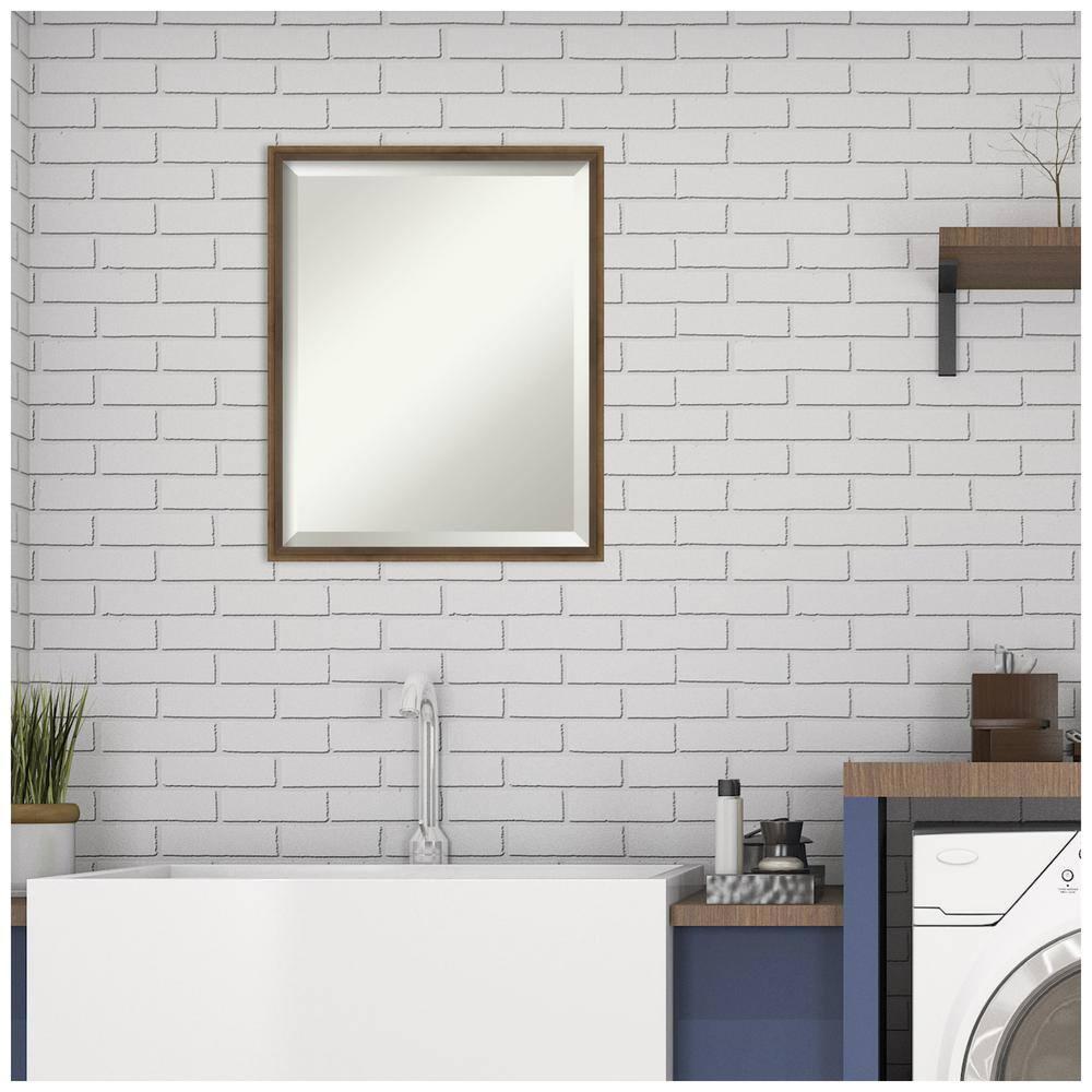 Elegant Rectangular Light Bronze Wood Vanity Mirror 17" x 21"