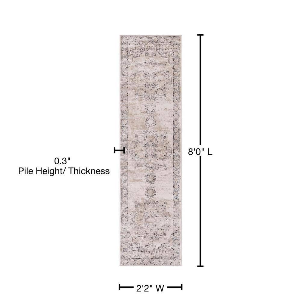 Unique Loom Portland Collection Area Rug - Canby (2'  x 8' Runner Ivory/Beige)