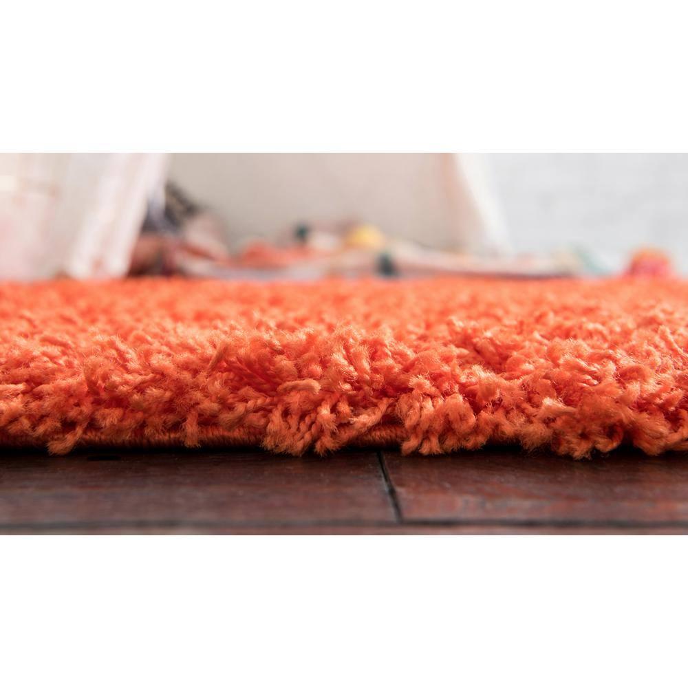 Unique Loom 4' 1 x 6' 1 Solid Shag Tiger Orange Area Rug