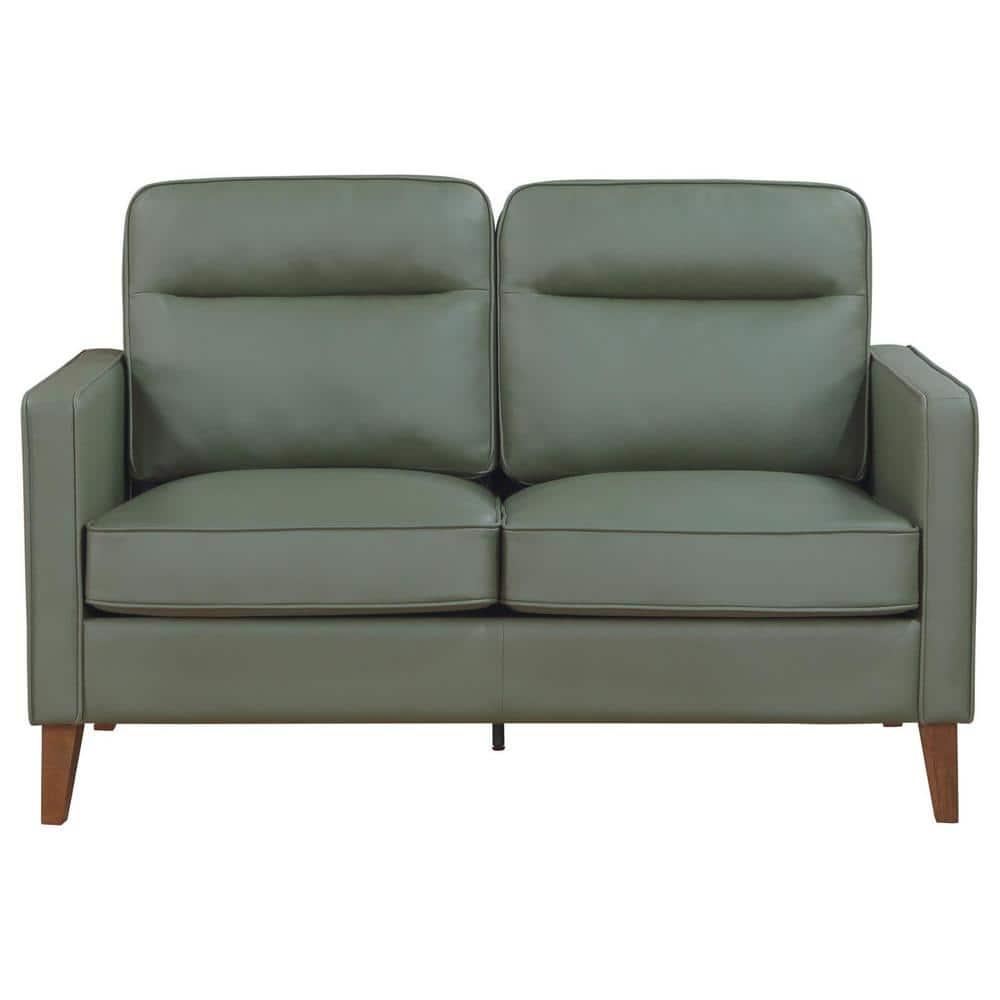 Coaster Jonah Faux Leather Upholstered Track Arm Loveseat Green