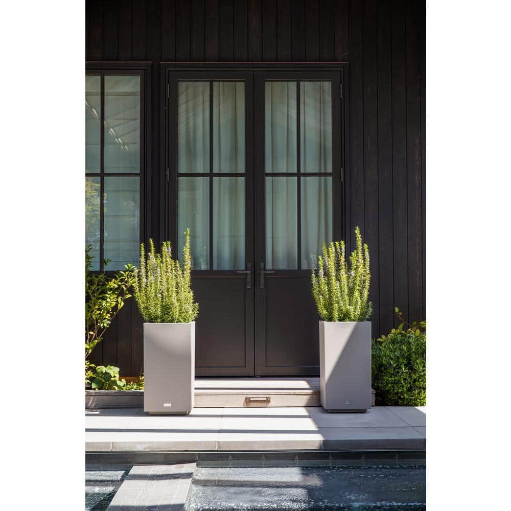 Veradek Block Series Pedestal Short 26" Plastic Planter - Gray