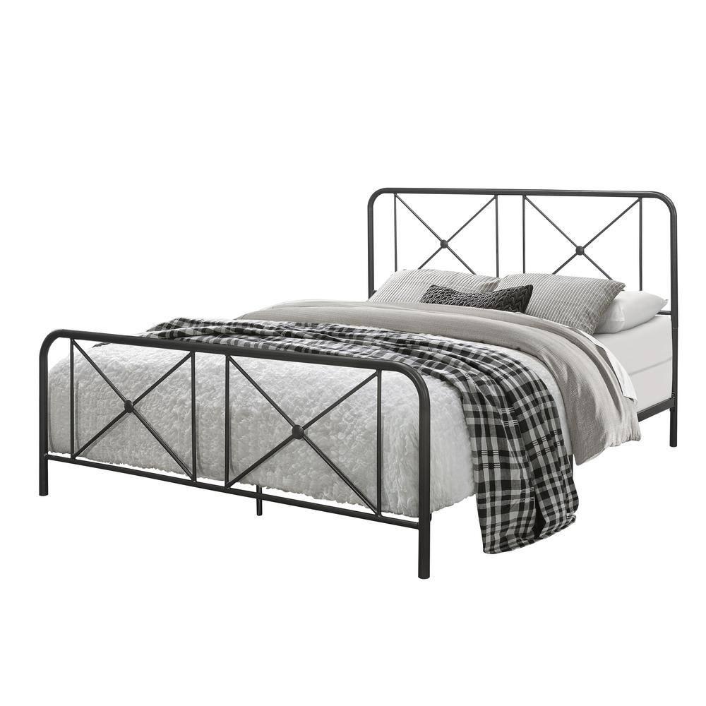 Hillsdale Furniture Williamsburg Geometric Design Metal King Bed, Black Sparkle