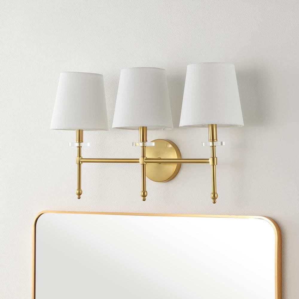 Olivia 23 in. 3-Light Brass Gold Modern Midcentury Iron LED Vanity Light
