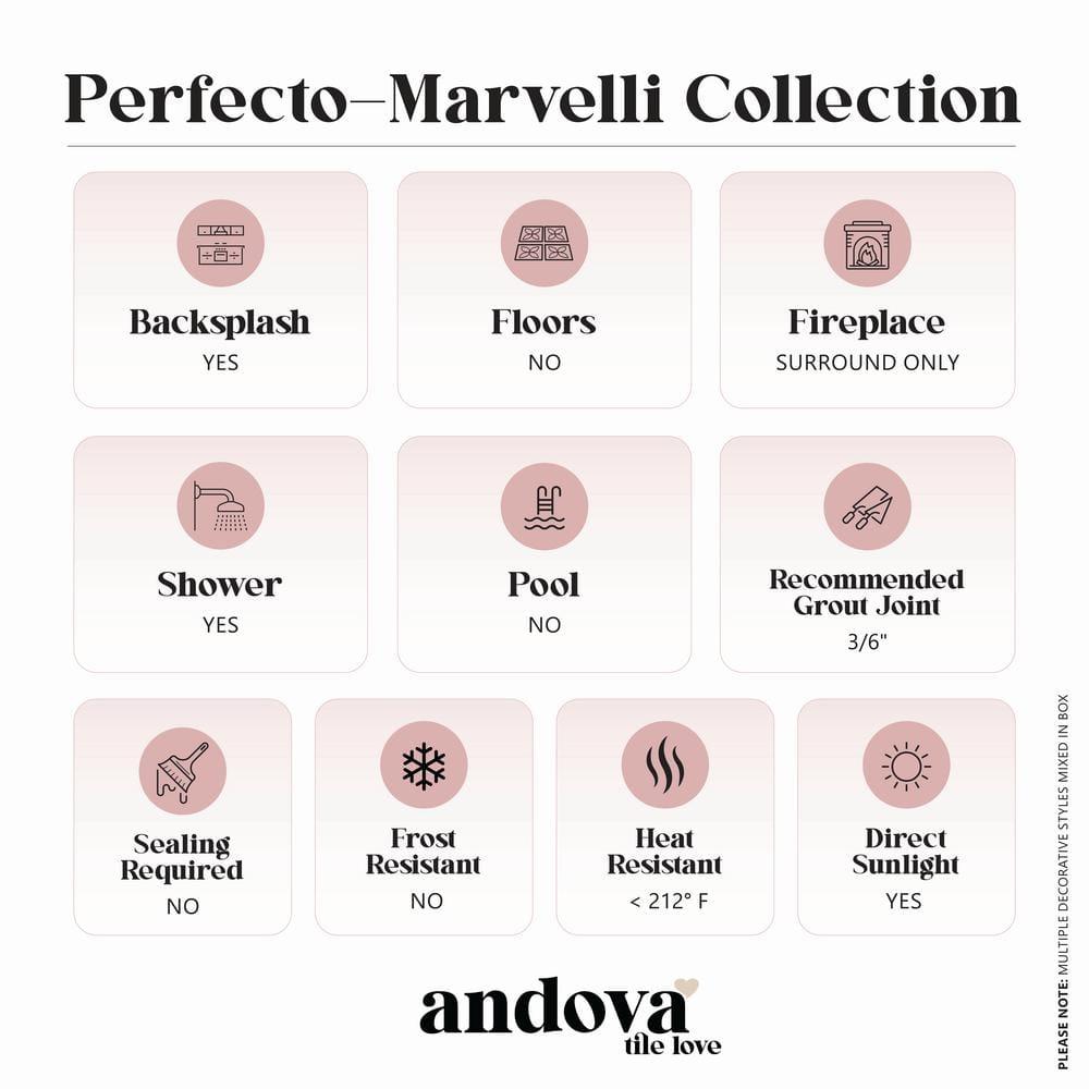 Andova Perfecto-Marvelli 4-in. x 16-in. Subway Textured Glossy Ceramic Wall Tile
