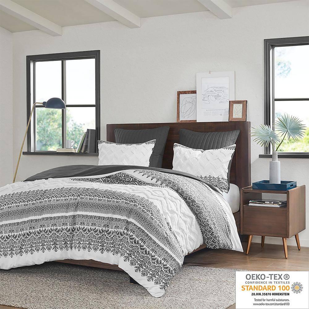 INK+IVY Mila Cotton Duvet Cover Set with Chenille Tufting