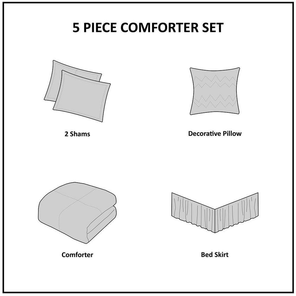 Celeste 5 Piece Microfiber Ruffled Comforter Set