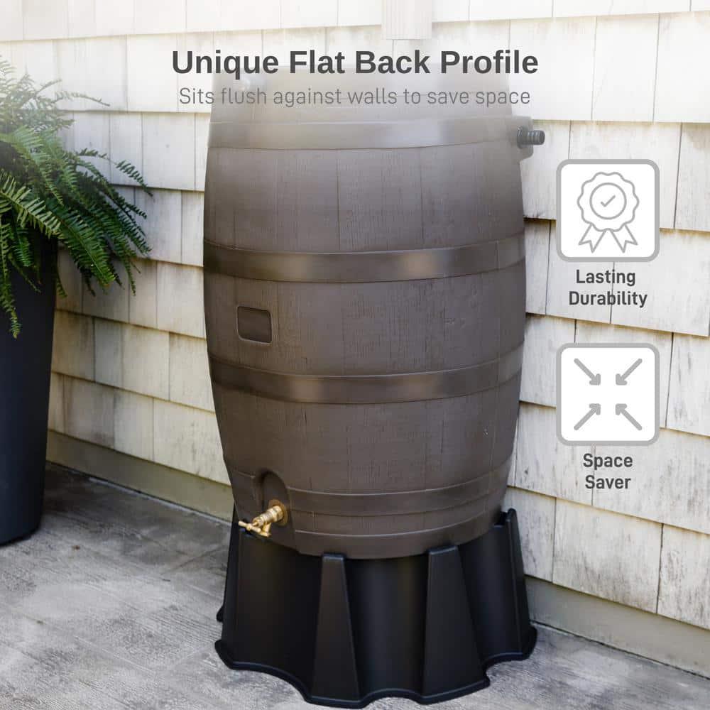 RTS Companies RTS Home Accents 50 Gallon Flat Back Rain Barrel