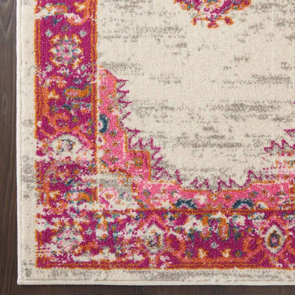Nourison Passion Medallion Bohemian Indoor Rug Ivory/Fuchsia 5'3" x 7'3"