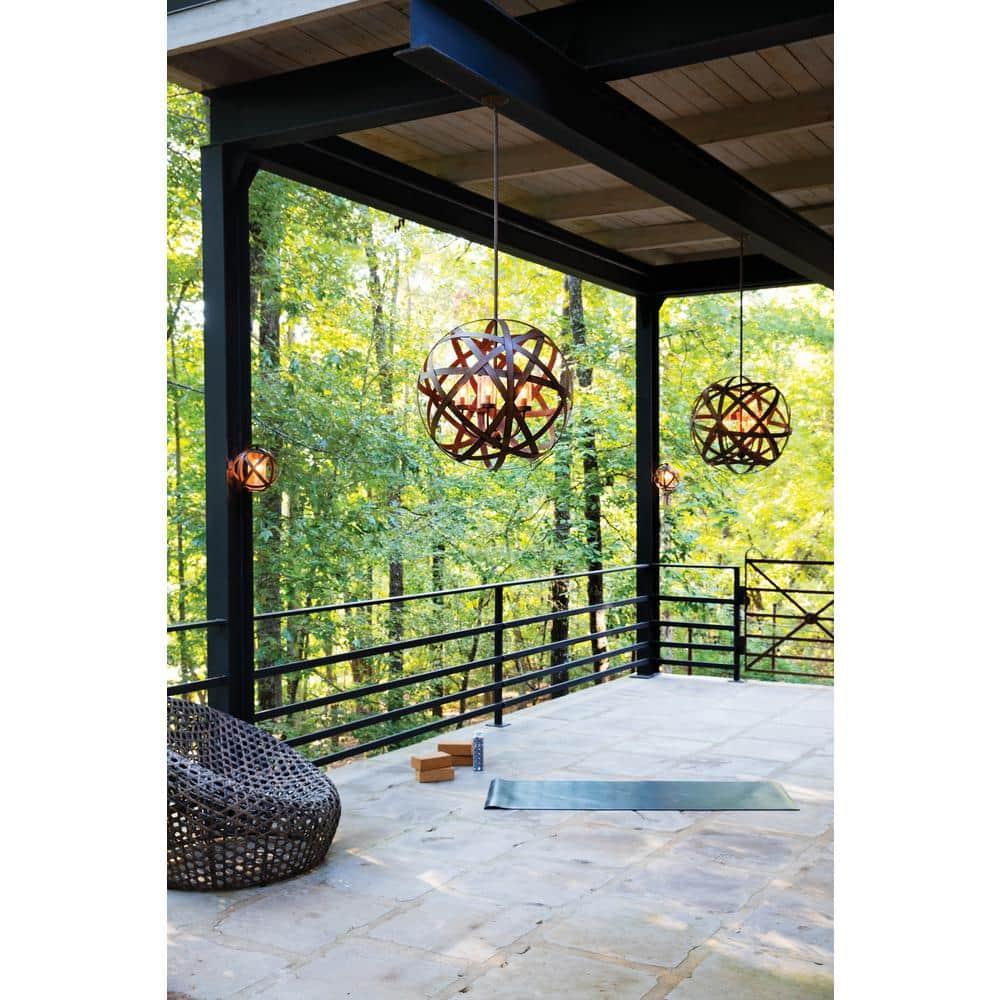 Carson 5-Light Aluminum Outdoor Orb Chandelier with Clear Seedy Glass Shades