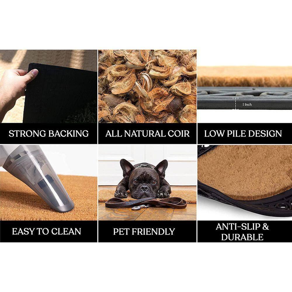 A1HC Natural Coir & Rubber Welcome Door Mat, 30x48, Thick Durable Doormats for, Heavy Duty Large Size Doormat, Anti-Shed Doormat, Fade-Resistant Door mat, Long Lasting, Front Door Entry Doormat