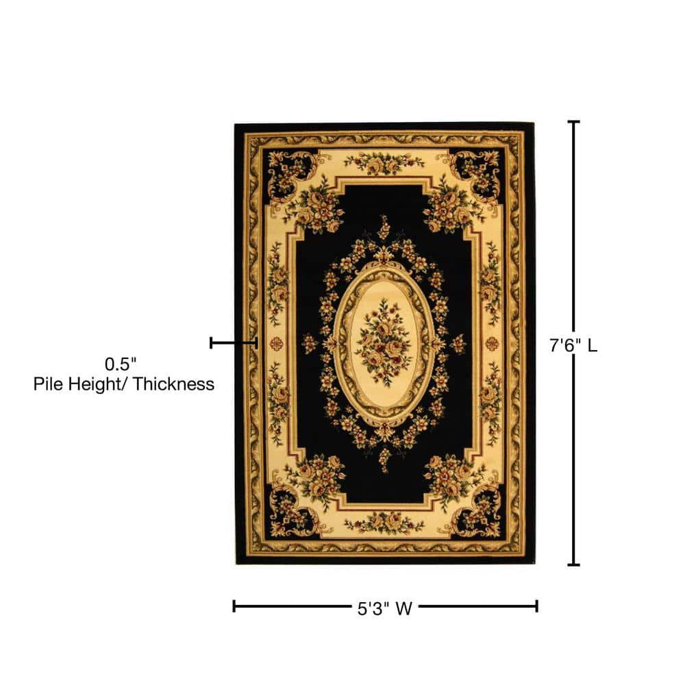 Lyndhurst LNH218 Power Loomed Area Rug - Black/Ivory - 5'3"x7'6" - Safavieh