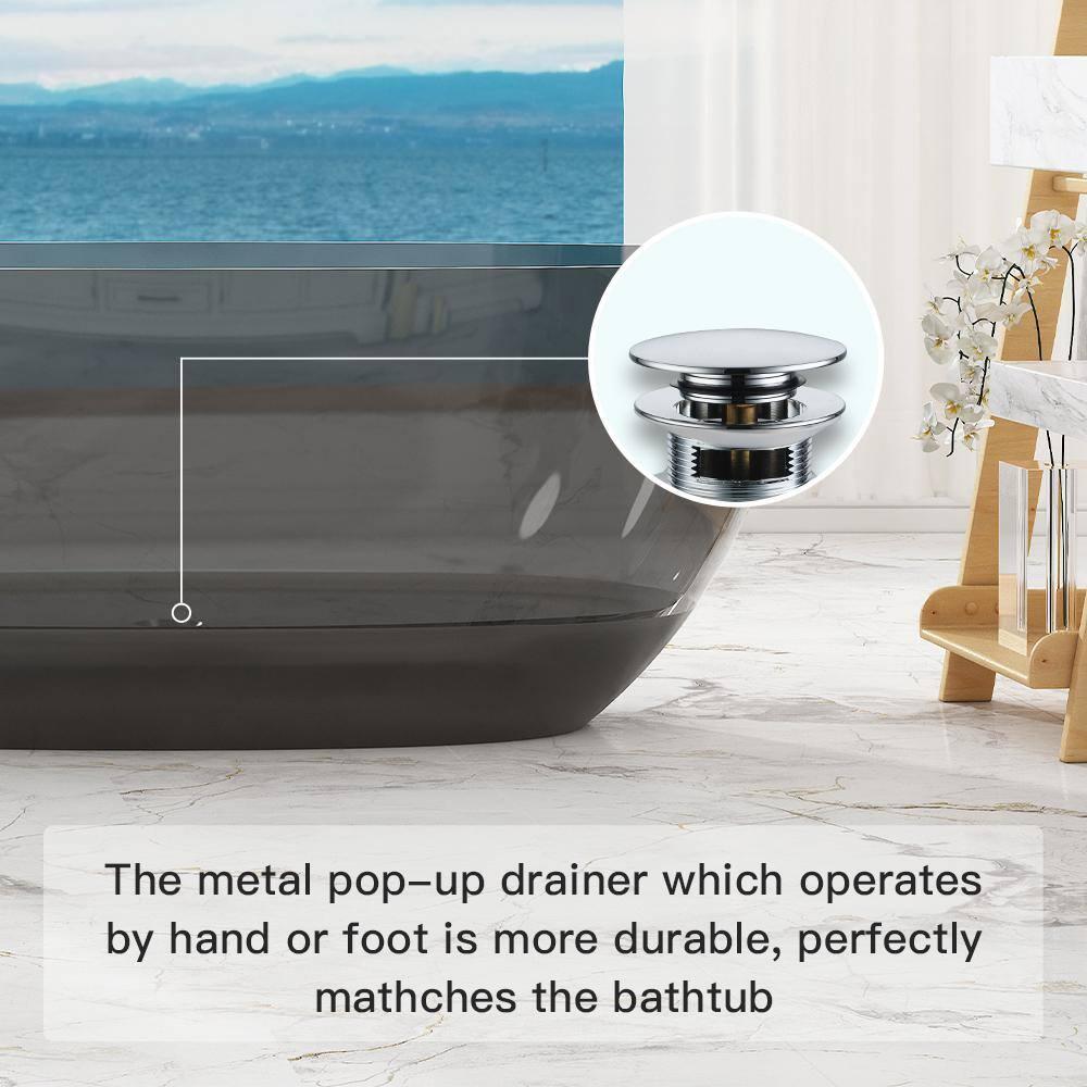 Marfa 59'' x 30'' Runway Semi Transparent Resin Freestanding Soaking Bathtub