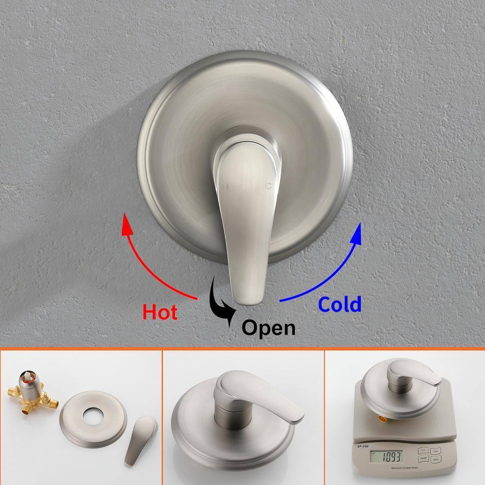 Single-Handle Shower Faucet Set Shower Kit with Valve Shower Trim Kit with 10 Spray Handheld Shower Head System Shower Valve and Trim Kit Brushed Nickel Shower Fixtures