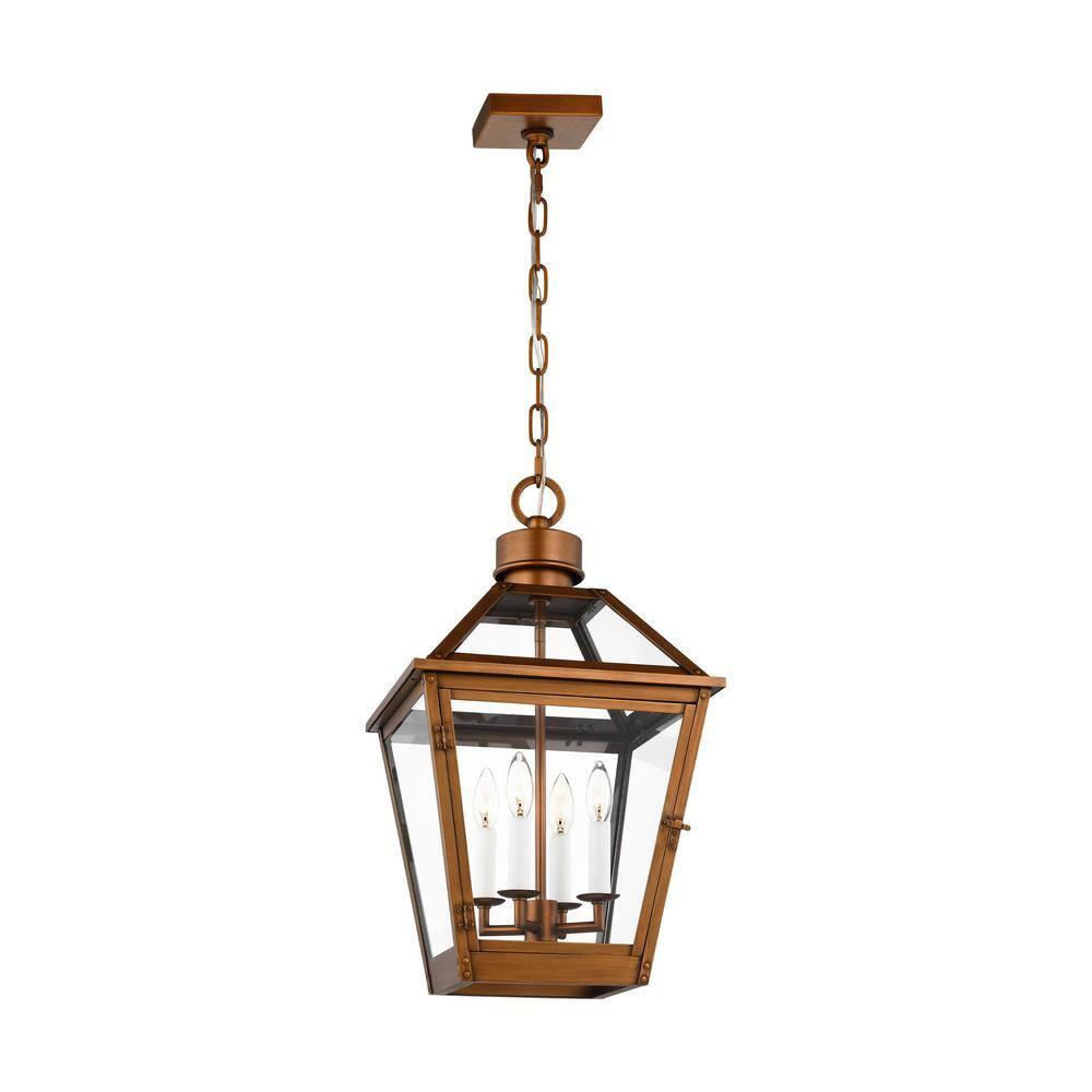 Hyannis 24" Classic Copper LED Outdoor Lantern with Glass Panels