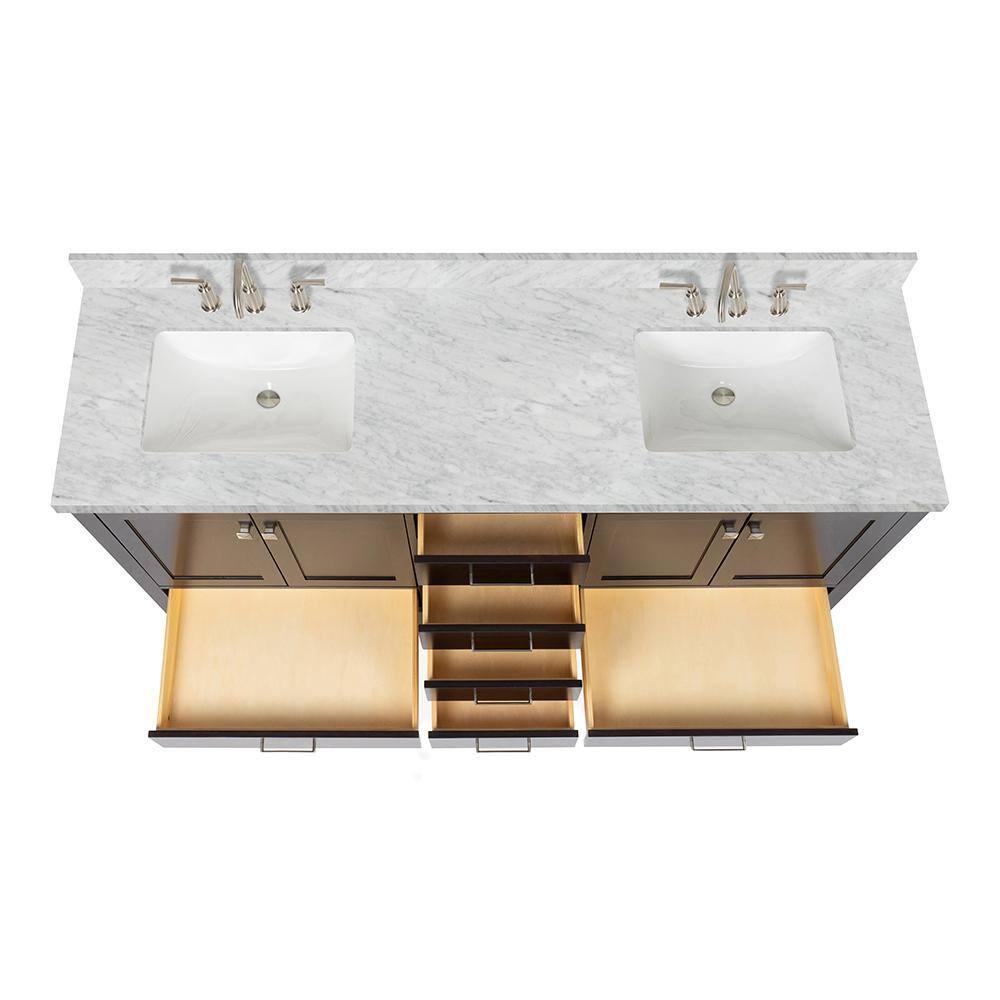 Cambridge Double Bathroom Vanity with Carrara Marble Top
