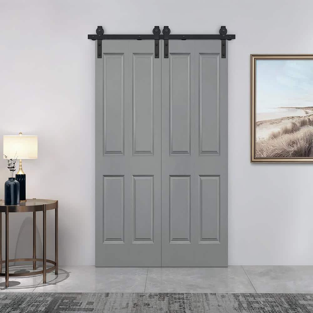 Calhome Paneled MDF Composite Double Bifold Barn Doors with Installation Hardware Kit