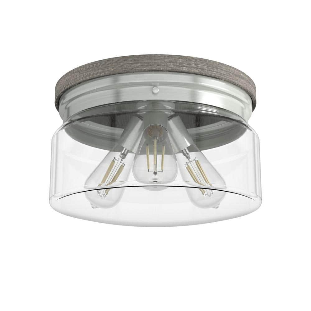 Hunter Devon Park Onyx Bengal And Barnwood 3 Light Flush Mount Ceiling Light Fixture