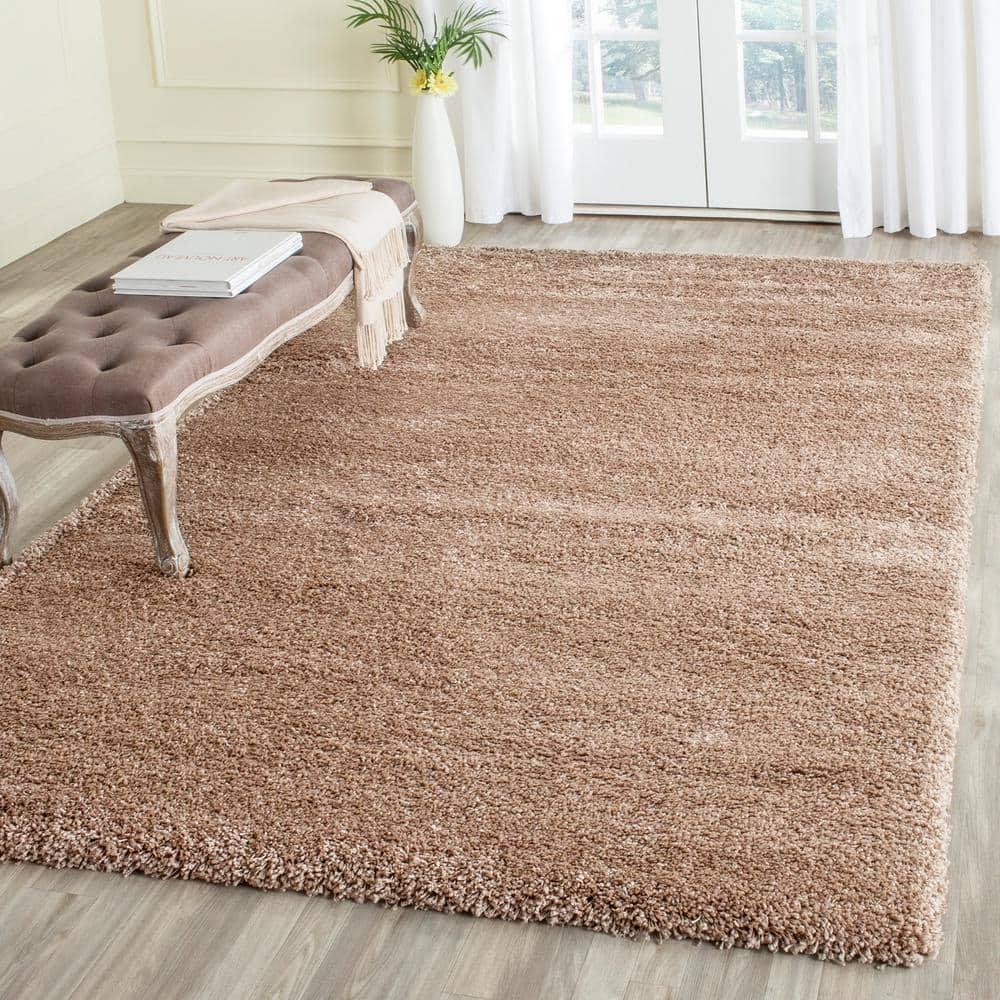 Safavieh Milan Shag 10 x 14 (ft) Loomed Polypropylene Dark Beige Rectangular Indoor Solid Area rug