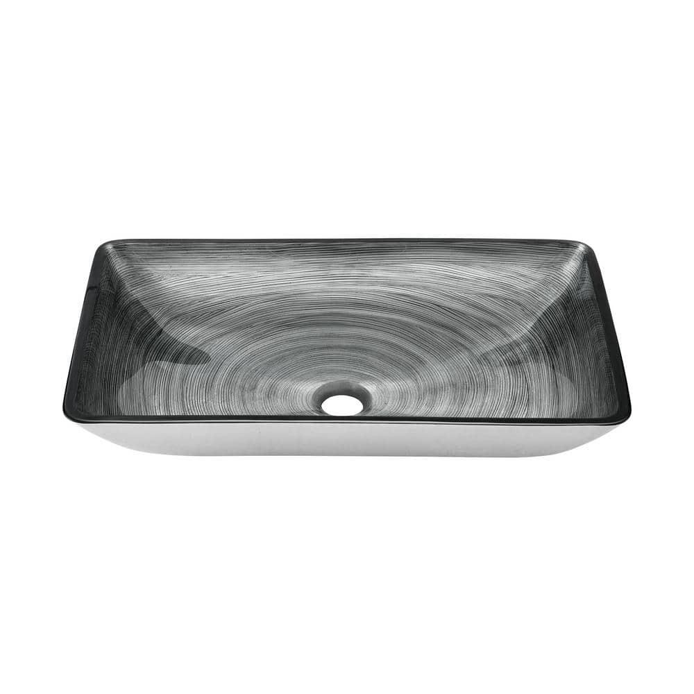 Cascade Rectangular Glass Vessel Sink with Faucet