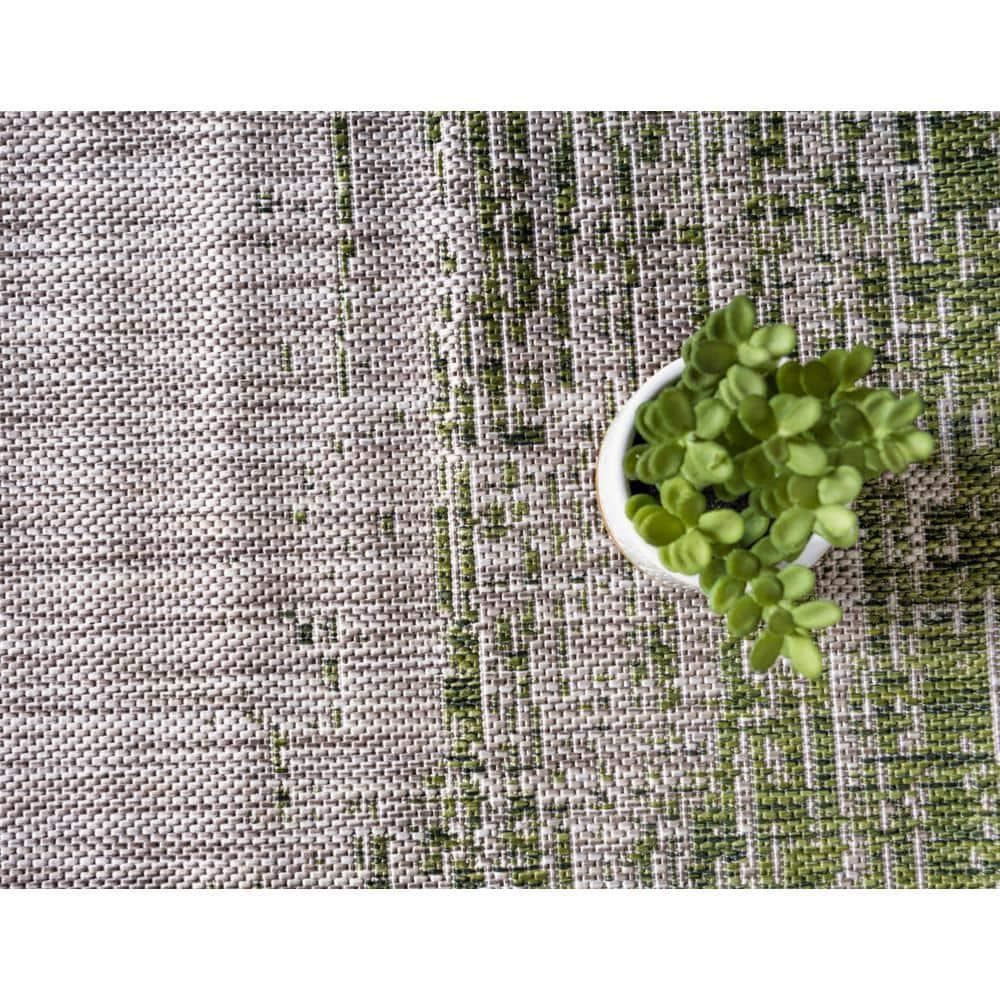 Unique Loom 9' 0 x 12' 2 Rectangle Indoor/Outdoor Modern Green Area Rug