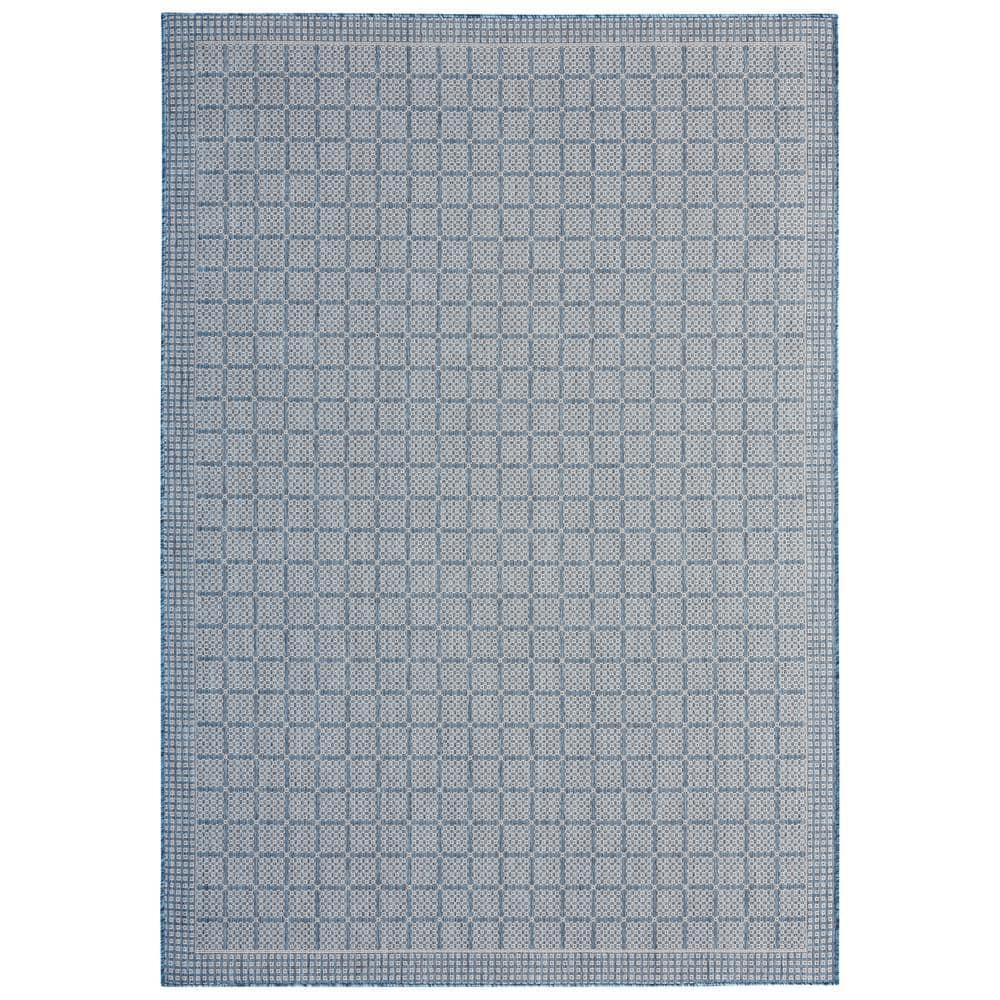 Nicole Miller New York Patio Country Luna Geometric Indoor/Outdoor Area Rug, Blue/Gray
