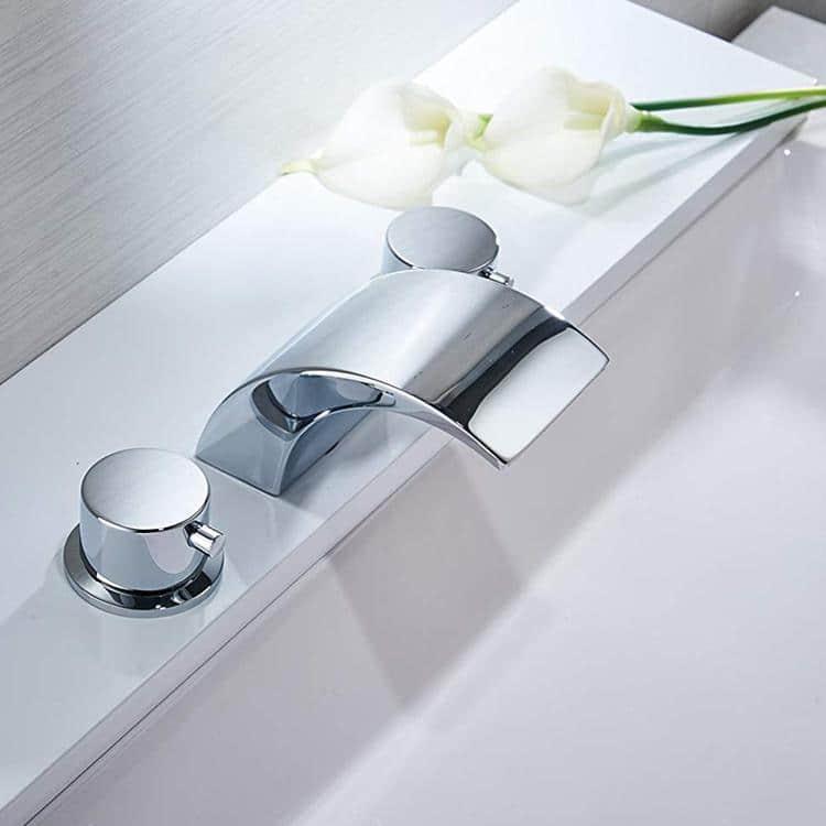 BWE 8 in. Widespread 2-Handle Bathroom Faucet With Led Light in Polished Chrome