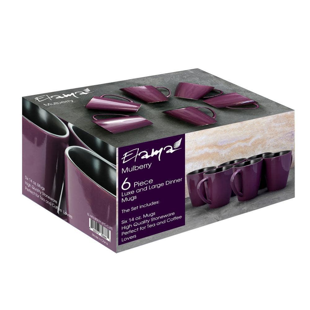 Elama's Lavender Fields 6 Piece Luxe and Large Dinner Mugs