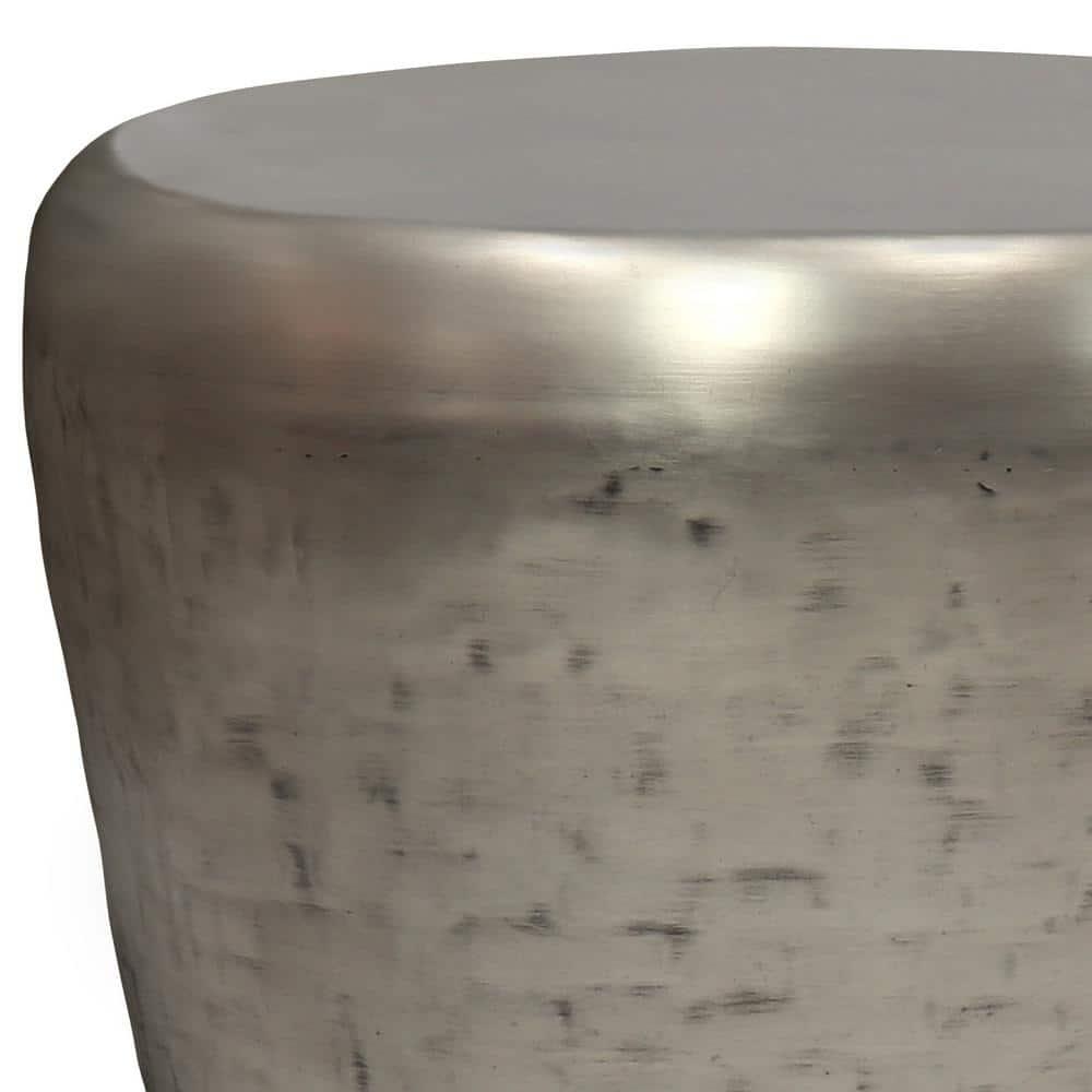 Garvy 20"W Metal Industrial End Table with Drum Design, Assembled