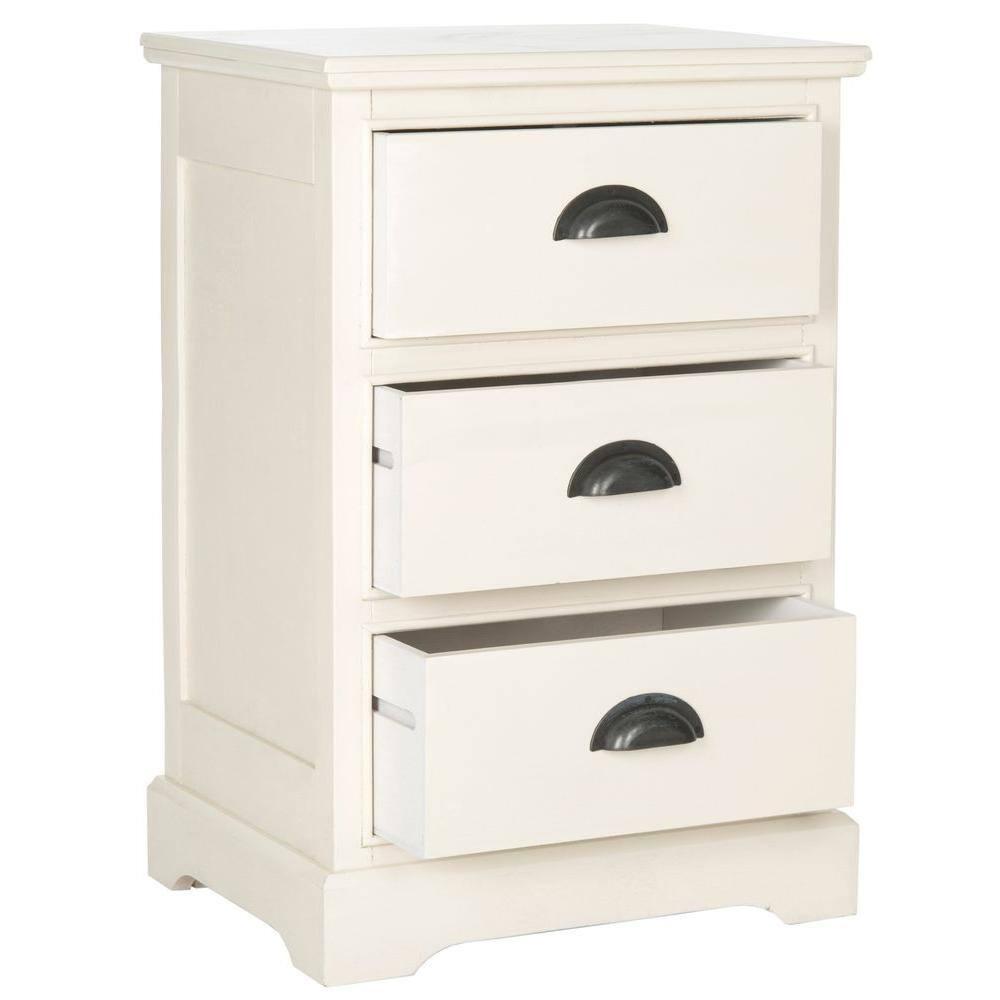 Griffin 3 Drawer Side Table - AMH5717 - White - Safavieh Couture
